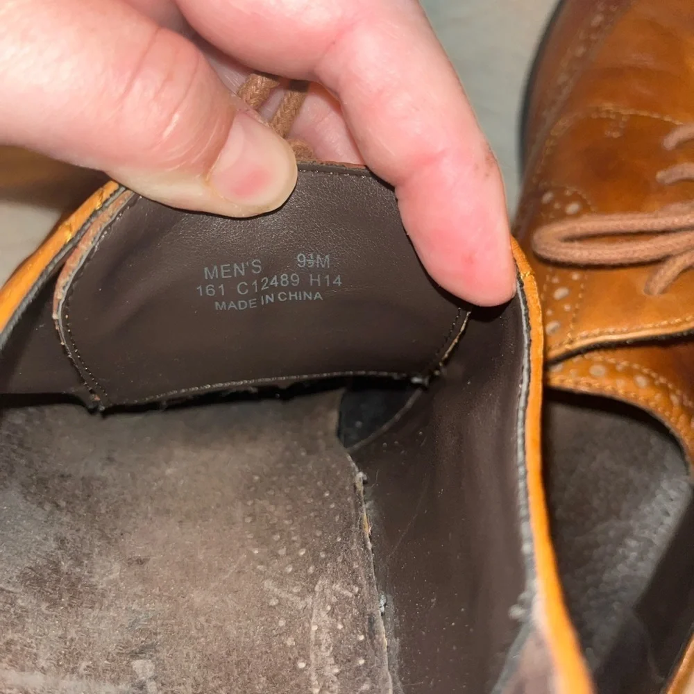 COLE HAAN Men Collen Wing Tip II British Tan Brown Oxford C12489 SZ 9.5 m